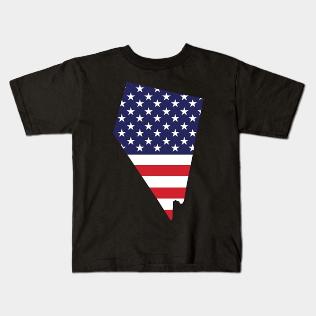 Nevada State Shape Flag Background Kids T-Shirt by anonopinion